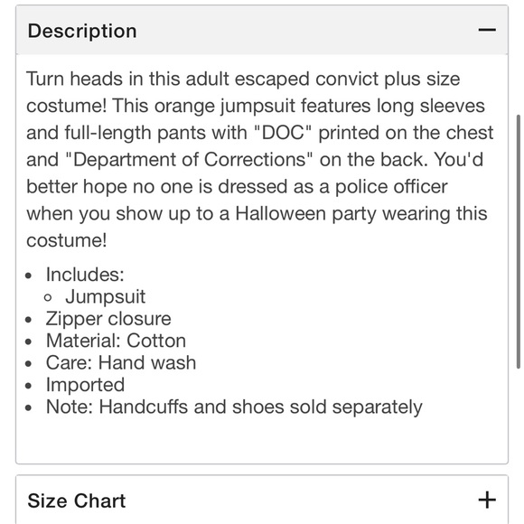 NWT Plus Size Adult Prisoner Costume - Picture 3 of 4